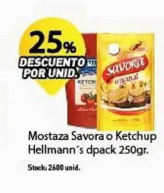 Hellmann's Mostaza Savora O Ketchup dpack 250gr