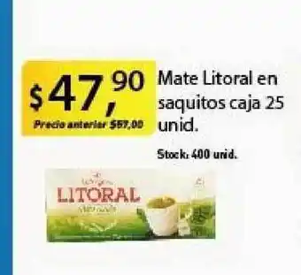 Supermercados Damesco Litoral Mate en saquitos caja 25 unid. oferta