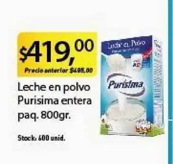 Supermercados Damesco Purisima Leche en polvo entera paq. 800gr oferta