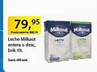Supermercados Damesco Milkaut Leche entera o desc, brik 1lt. oferta