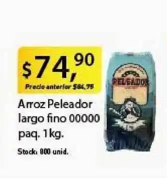 Supermercados Damesco Peleador Arroz largo fino 00000 paq. 1kg oferta