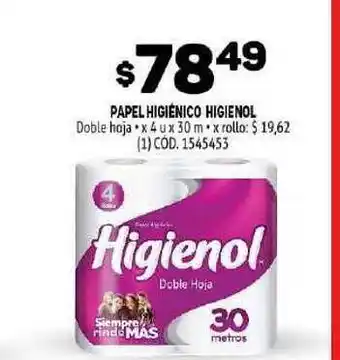Makro Higienol Papel Higiénico Doble hoja x 4u x 30m x rollo oferta