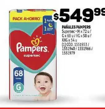 Makro Pampers Pan̈ales Supersec M x 72u oferta