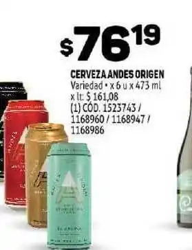 Makro Andes Origen Cerveza Variedad x 6un x 473ml oferta