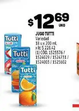 Makro Tutti Jugo Variedad 18u x 200ml oferta