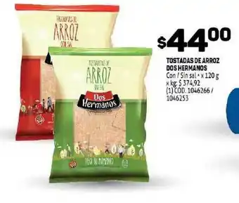 Makro Dos Hermanos Tostadas De Arroz Con / Sin sal x 120g oferta