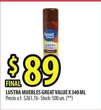 Punto Mayorista Great Value Lustra Muebles x 340ml oferta