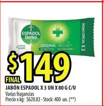 Punto Mayorista Espadol Jabón x 3un x 80g C/u oferta