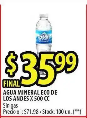 Punto Mayorista Eco Agua Mineral De Los Andes x 500cc oferta
