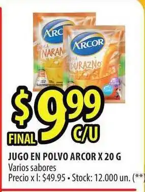 Punto Mayorista Arcor Jugo En Polvo x 20g oferta