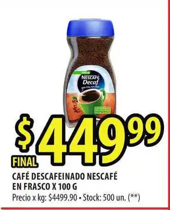Punto Mayorista Nescafé Café Descafeinado En Frasco x 100g oferta