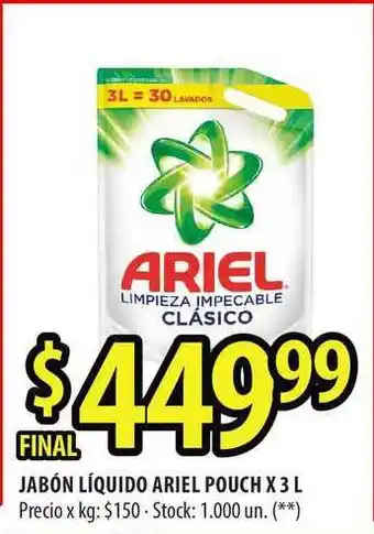 Punto Mayorista Ariel Jabón Líquido Pouch x 3L oferta