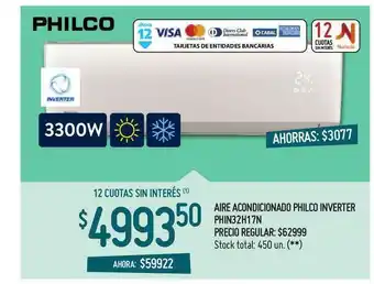 Walmart Aire Acondicionado Philco Inverter Phin32h17n oferta