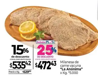 Milanesa De Carne Vacuna La Anónima 15% De Descuento
