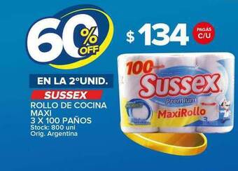 Carrefour Maxi Sussex Rollo De Cocina Maxi 3 x 100 Paños oferta