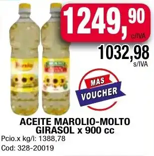 Maxiconsumo ACEITE MAROLIO-MOLTO GIRASOL x 900cc oferta