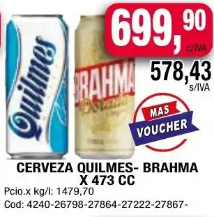 Maxiconsumo CERVEZA QUILMES BRAHMA X 473 CC oferta