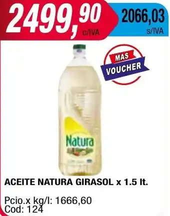 Maxiconsumo ACEITE NATURA GIRASOL x 1.5It oferta