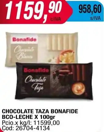 Maxiconsumo CHOCOLATE TAZA BONAFIDE BCO-LECHE x 100gr oferta