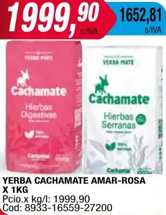 Maxiconsumo YERBA CACHAMATE AMAR-ROSA X 1KG oferta