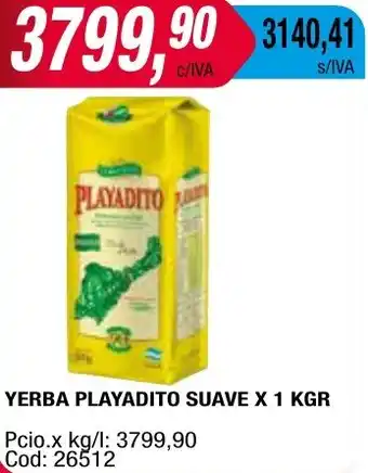 Maxiconsumo YERBA PLAYADITO SUAVE x 1kg oferta
