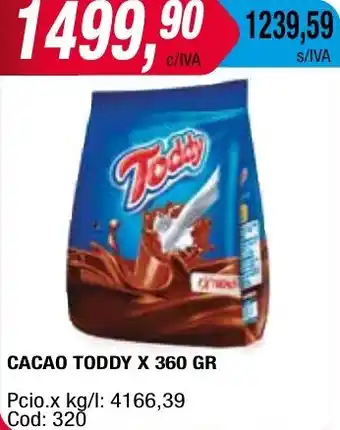 Maxiconsumo CACAO TODDY X 360GR oferta