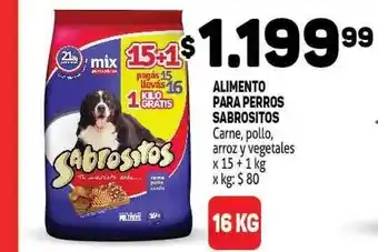 Makro Sabrositos Alimento Para Perros Carne, pollo arroz y vegetables x 15 + 1kg oferta