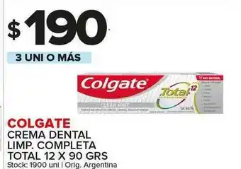 Carrefour Maxi Colgate Crema Dental Limp. Completa Total 12 x 90grs oferta