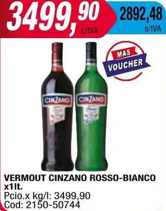 Maxiconsumo VERMOUT CINZANO ROSSO BIANCO x 1lt oferta