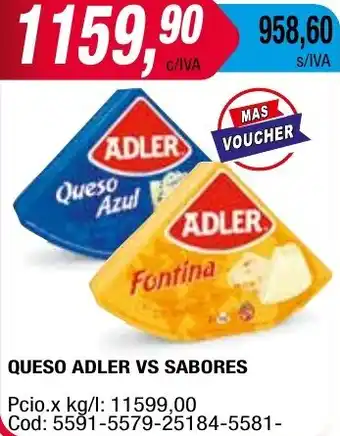 Maxiconsumo QUESO ADLER VS SABORES oferta