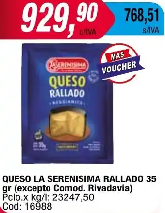 Maxiconsumo QUESO LA SERENISIMA RALLADO 35gr oferta