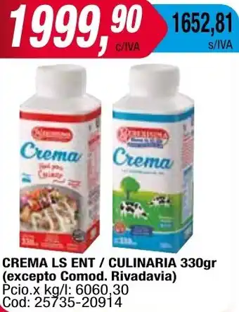 Maxiconsumo CREMA LS ENT / CULINARIA 330gr oferta