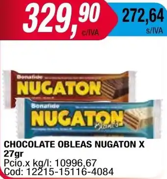 Maxiconsumo CHOCOLATE OBLEAS NUGATON X 27gr oferta