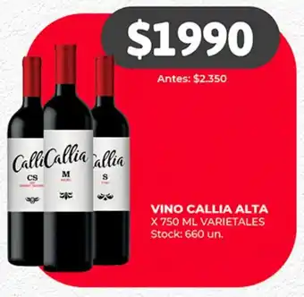 Supermercados Tadicor VINO CALLIA ALTA X 750 ML VARIETALES oferta