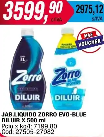 Maxiconsumo JAB.LIQUIDO ZORRO EVO-BLUE DILUIR X 500ml oferta