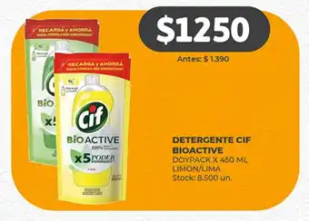DETERGENTE CIF BIOACTIVE DOYPACK X 450 ML LIMÓN/LIMA