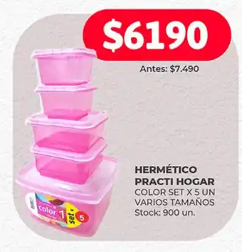 Supermercados Tadicor HERMÉTICO PRACTI HOGAR COLOR SET X 5 UN VARIOS TAMAÑOS oferta