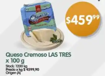 Supermercados Buenos Días Queso Cremoso LAS TRES x 100 g oferta