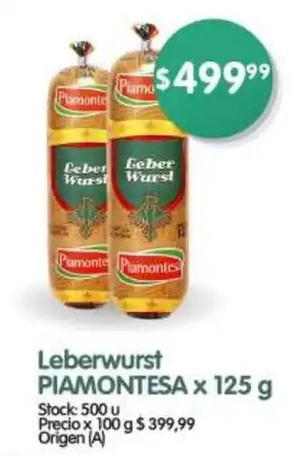 Supermercados Buenos Días Leberwurst PIAMONTESA x 125 g oferta