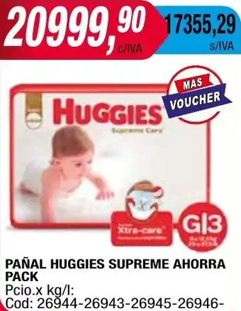 Maxiconsumo PAÑAL HUGGIES SUPREME AHORRA PACK oferta