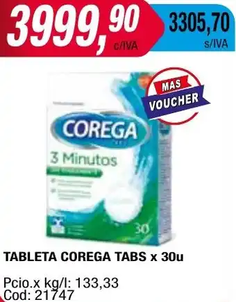 Maxiconsumo TABLETA COREGA TABS x 30u oferta