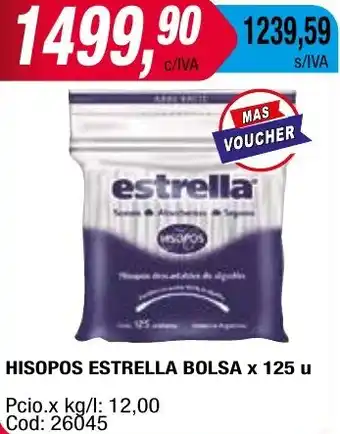Maxiconsumo HISOPOS ESTRELLA BOLSA x 125u oferta