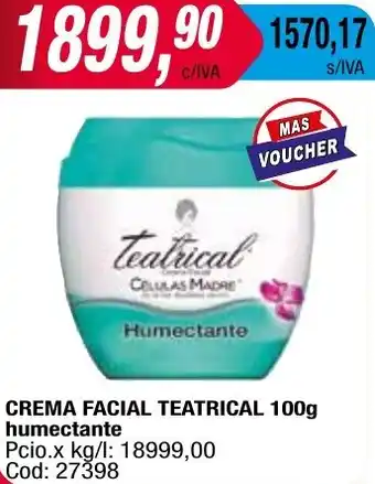 Maxiconsumo CREMA FACIAL TEATRICAL 100g humectante oferta