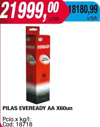 Maxiconsumo PILAS EVEREADY AA x 60un oferta