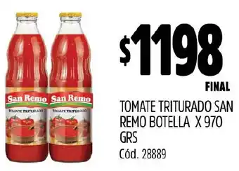 Supermercados Yaguar TOMATE TRITURADO SAN REMO BOTELLA X 970gr oferta