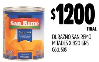 Supermercados Yaguar DURAZNO SAN REMO MITADES X 820GR oferta
