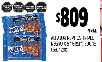 Supermercados Yaguar ALFAJOR PEPITOS TRIPLE NEGRO X 57GR oferta
