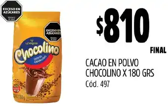 Supermercados Yaguar CACAO EN POLVO CHOCOLINO X 180GR oferta