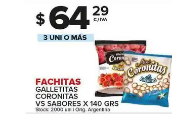 Carrefour Maxi Fachitas Galletitas Coronitas Vs Sabores x 140grs oferta