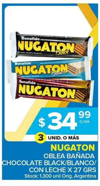 Carrefour Maxi Nugaton Obela Bañada Chocolate Black Blanco Con Leche x 27grs oferta